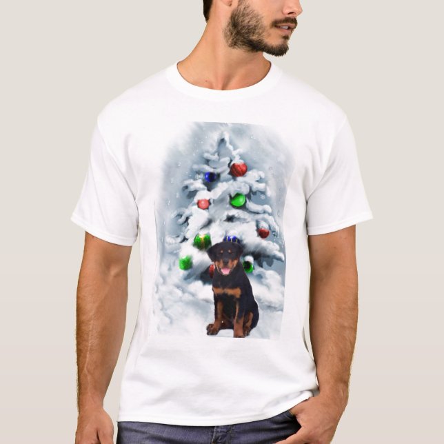 T-shirt Presentes de Natal Rottweiler (Frente)