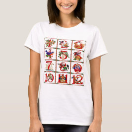 T-shirt Presentes de Quilt Impresso dos 12 Dias de Natal
