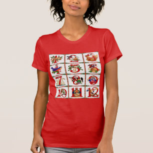 T-shirt Presentes de Quilt Impresso dos 12 Dias de Natal
