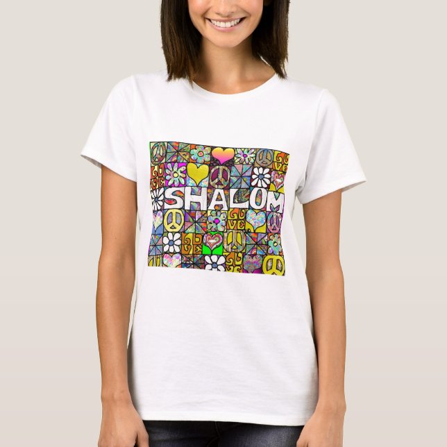 T-shirt Presentes de Roupa de LOVE Psicodélico com Shalom  (Frente)