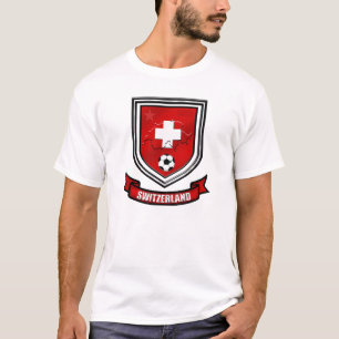 T-shirt Presentes suíços da crista do protetor do futebo