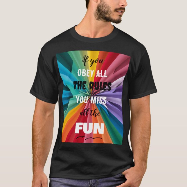 t-shirt preta de cor divertida (Frente)