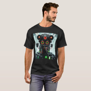 T-shirt preta do robô 5 homens