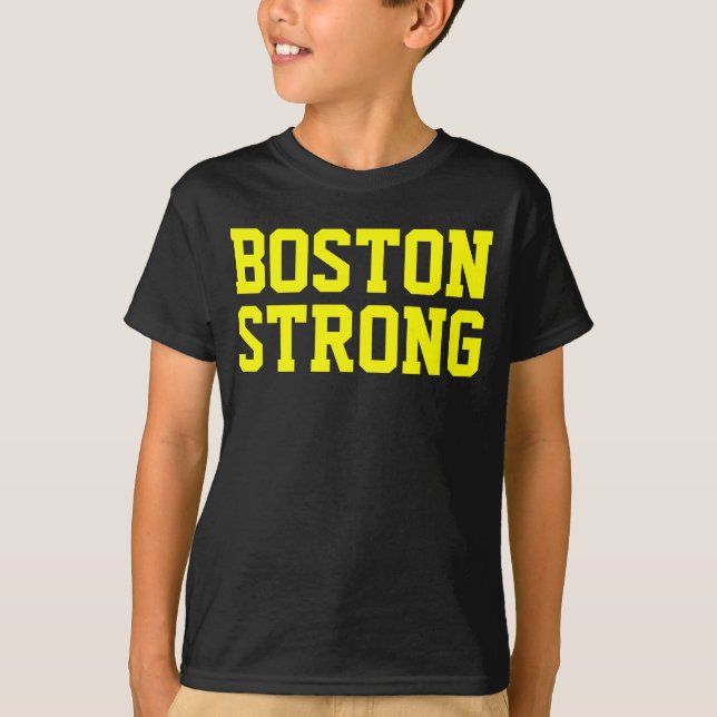 T-shirt Preto amarelo forte de Boston (Frente)