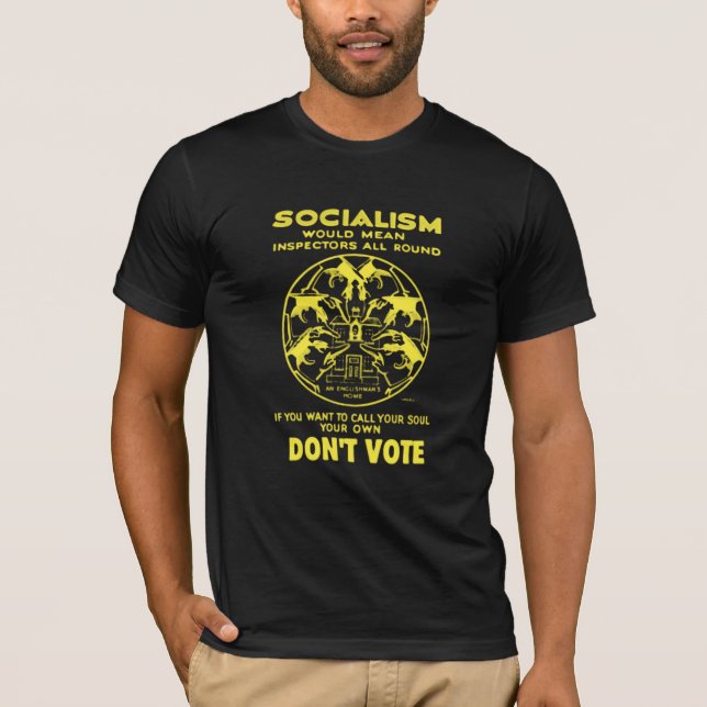 T-shirt Preto & amarelo não vote para o socialismo (Frente)