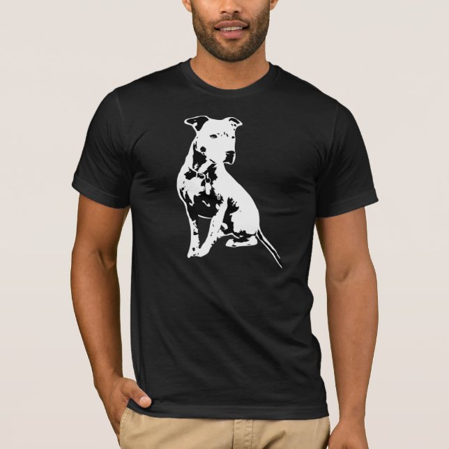 T-shirt preto & branco de Pitbull (Frente)