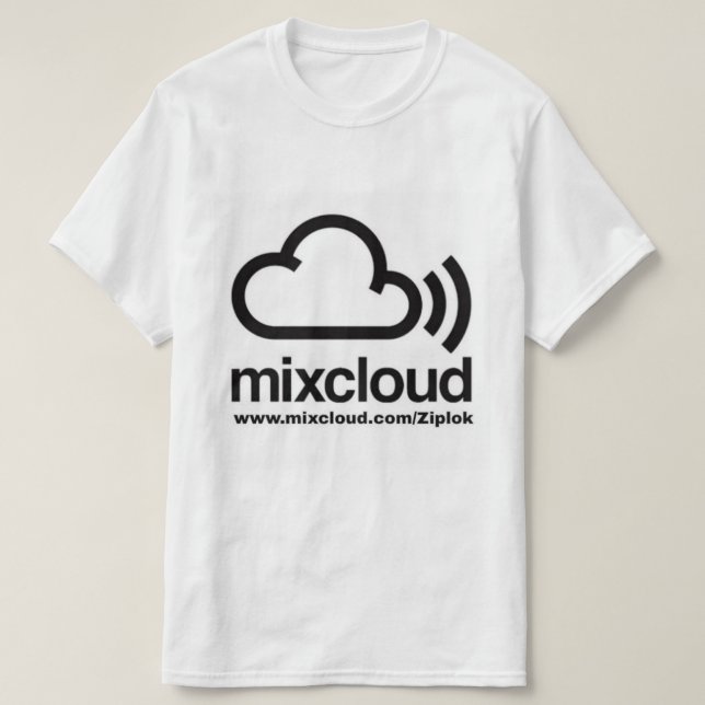 T-shirt preto/branco de Ziplok - de Mixcloud (Frente do Design)