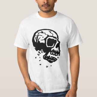T-shirt preto & branco do crânio de desintegração