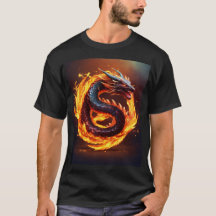 T-Shirt Preto com um único disco de dragão