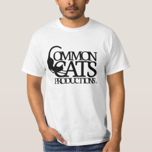T-shirt Preto completo do logotipo dos gatos comuns