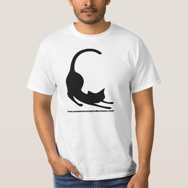 T-shirt Preto comum do logotipo dos gatos (Frente)