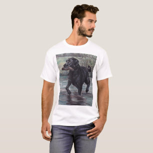 T-shirt preto da arte do cão de labrador retrieve