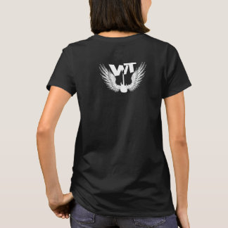 T-shirt preto da asa do PESO das mulheres da