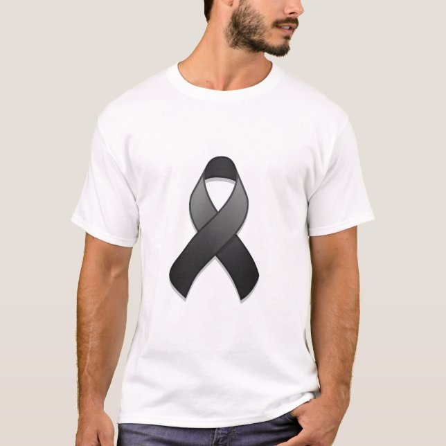 T-shirt preto da fita da consciência (Frente)