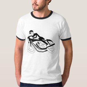 T-shirt Preto da pegada de duas rodas