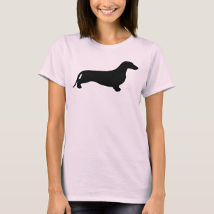 T-shirt Preto da silhueta do Dachshund + suas ideias