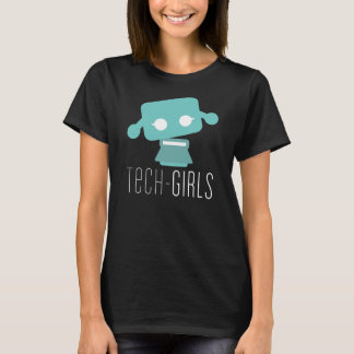 T-shirt preto das meninas da tecnologia com ponto