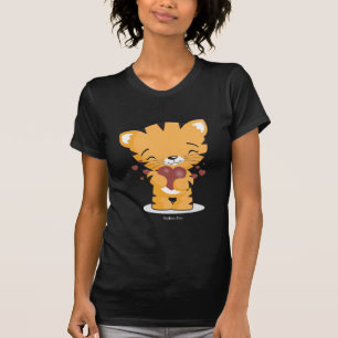 T-shirt preto das senhoras Loving do gatinho