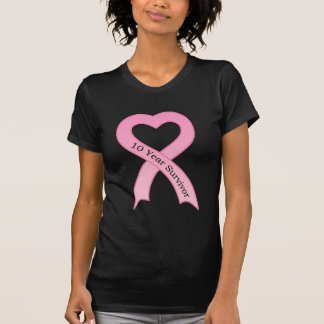 T-shirt preto de 10 senhoras da fita do rosa do