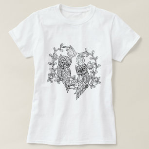T-Shirt Preto de Coruja Branca