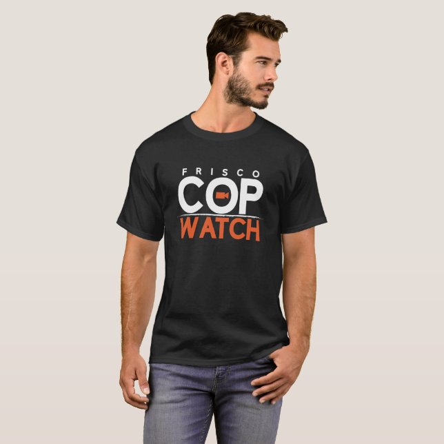 T-shirt preto de FriscoCopwatch (Frente Completa)