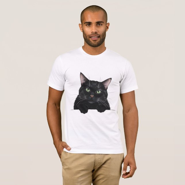 T-Shirt preto de gato (Frente Completa)