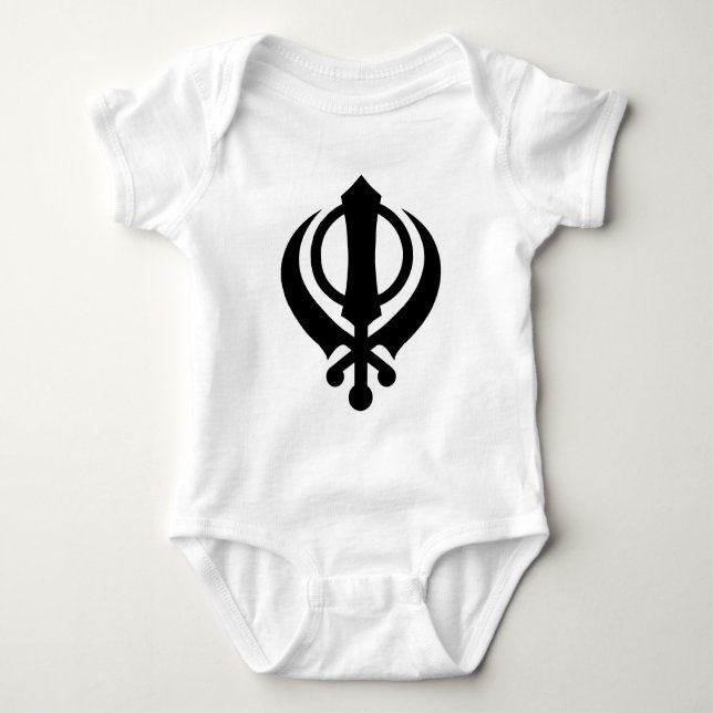 T-shirt Preto de Khanda do sikh (Frente)