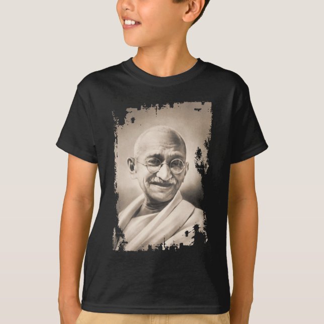 T-shirt preto de Mahatma Gandhi (Frente)