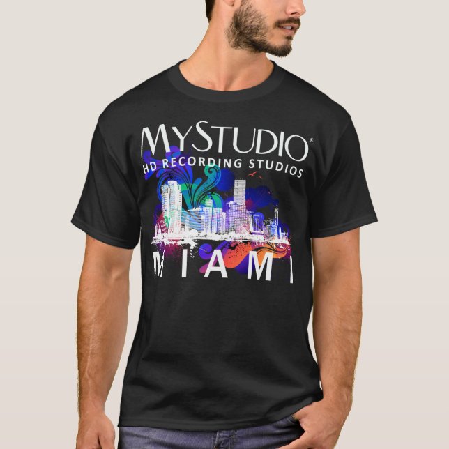 T-shirt preto de Miami dos homens (Frente)