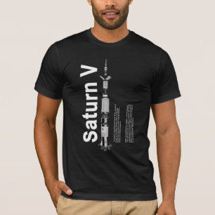 T-shirt preto de Rocket da lua de SaturnV