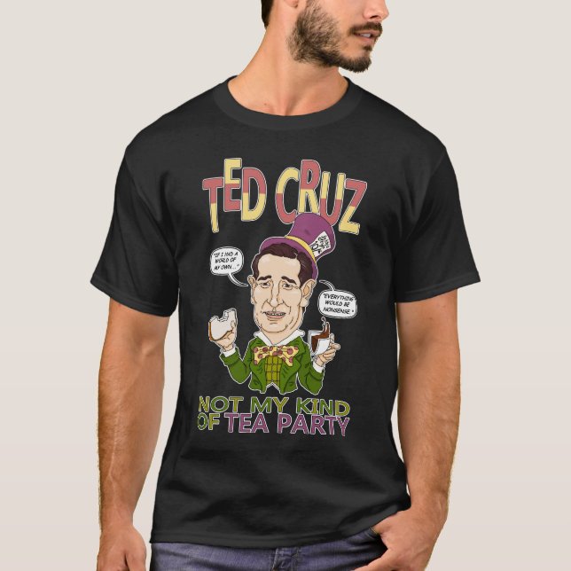 T-shirt Preto de Ted do tea party (Frente)