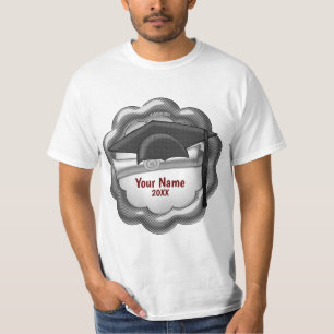 T-shirt preto do boné do formando do tom