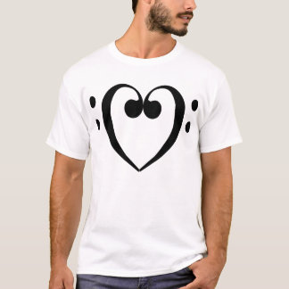 T-shirt (preto) do coração do Clef baixo