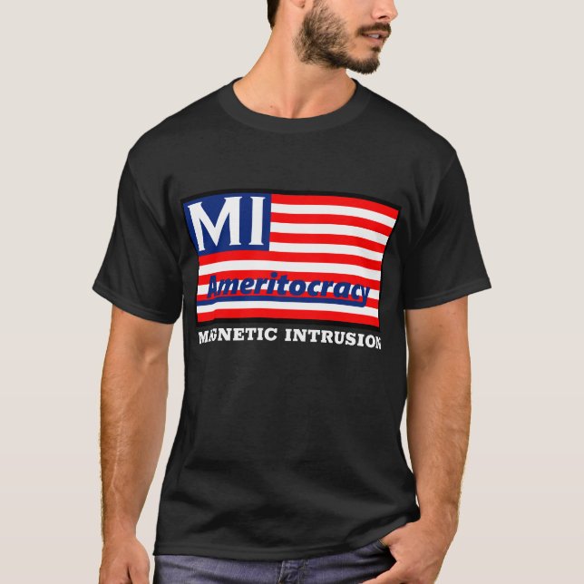 T-shirt preto do logotipo de Ameritocracy (Frente)