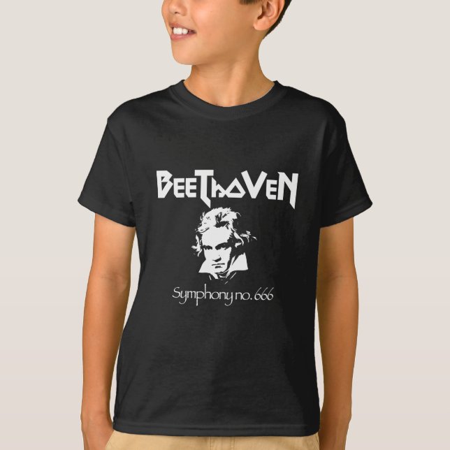 T-shirt preto do metal de Beethoven (Frente)
