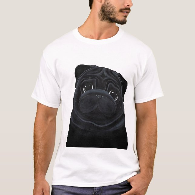 T-shirt preto do Pug (Frente)
