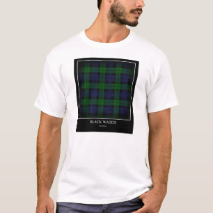 T-shirt preto do Tartan do relógio