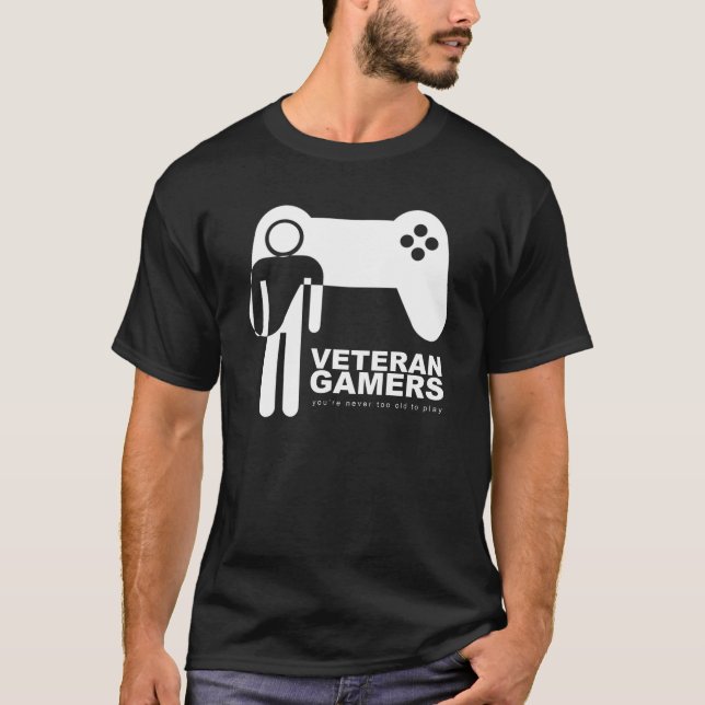 T-shirt preto dos Gamers do veterano (Frente)