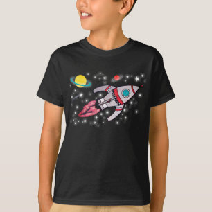 T-shirt preto dos meninos do espaço de Rocket