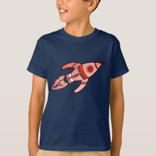 T-shirt preto dos meninos vermelhos do espaço do