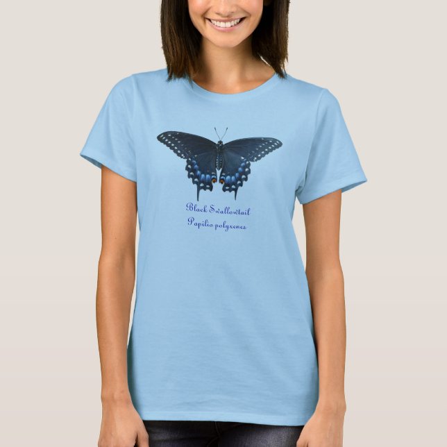 T-shirt preto dos polyxenes de Swallowtail Papilio (Frente)