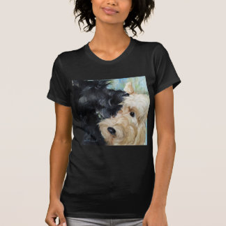 T-shirt Preto e arte escocesa wheaten do scottie do
