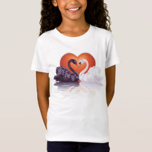 T-shirt preto e branco das meninas das cisnes