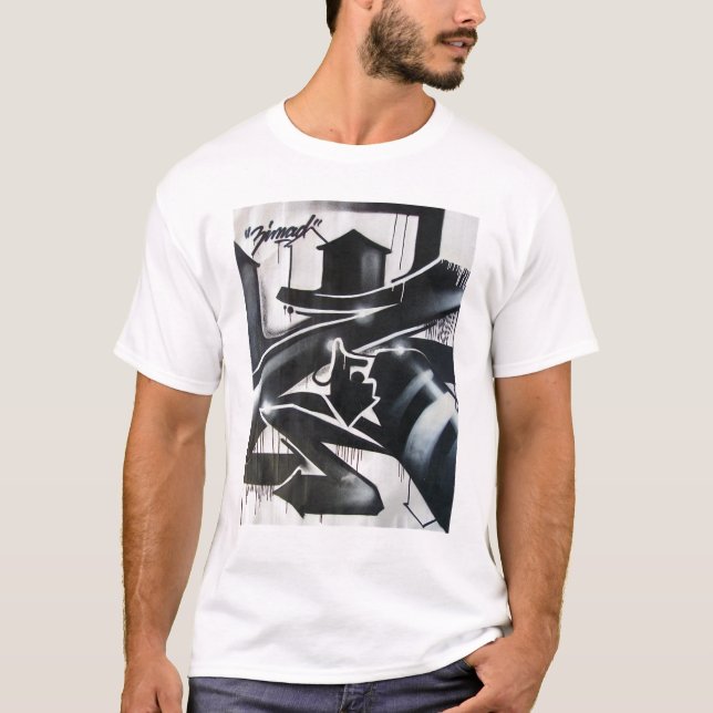 T-SHIRT PRETO E BRANCO DE ZIMAD SPRAYPAINT GRAFFIT (Frente)