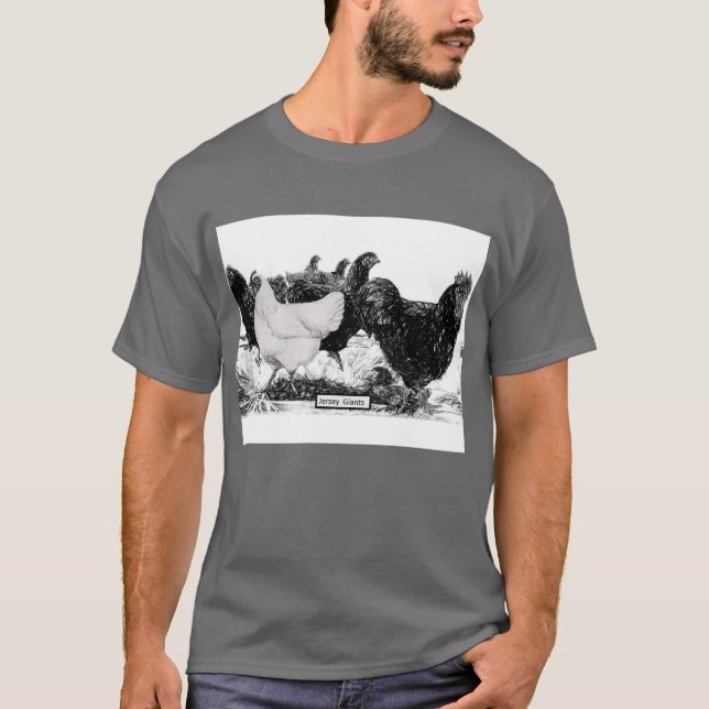 T-shirt preto e branco do gigante do jérsei (Frente)
