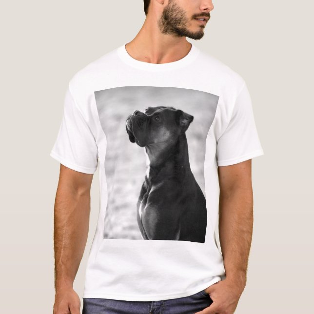T-shirt preto e branco do pugilista (Frente)
