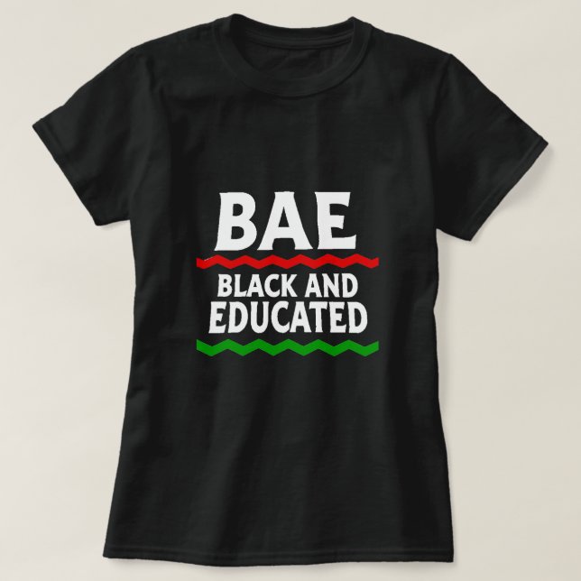 T-shirt preto e educado de BAE (Frente do Design)