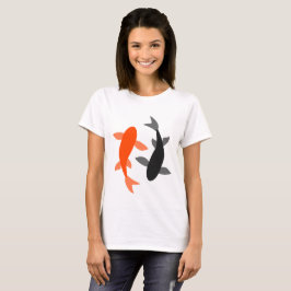 T-shirt Preto e laranja dos peixes do zen