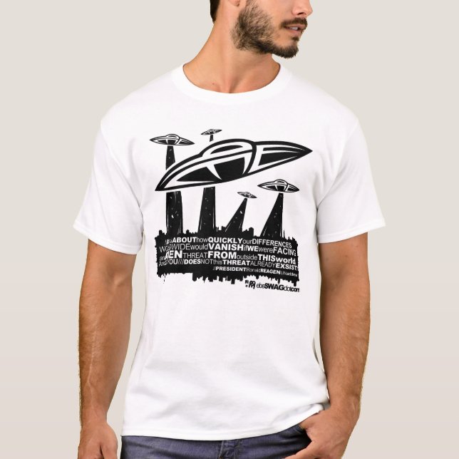 T-shirt preto ebeSWAGreagan/branco (Frente)