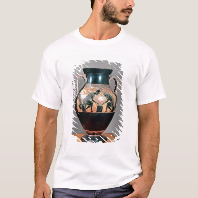 T-shirt Preto-figura amphora que descreve Ajax e Achilles, (Frente)